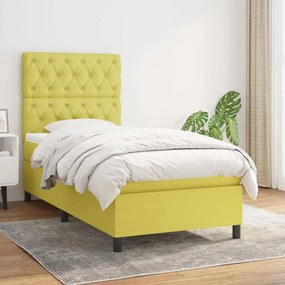 vidaXL Cama com molas/colchão 80x200 cm tecido verde