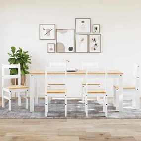 vidaXL 7 pcs conjunto de jantar Panama madeira pinho maciça branco