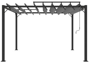 Gazebo c/ telhado de persiana 3x3 m tecido antracite e alumínio