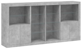 Aparador com luzes LED 202x37x100 cm cinzento cimento