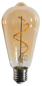 Set van 5 E27 dimbare LED lampen spiraal filament ST64 goud 4W 270 lm 2100K