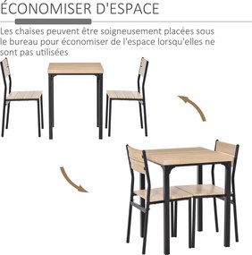 Conjunto de mesa e cadeiras para 2 pessoas, conjunto de jantar de 3 peças com 2 cadeiras encaixáveis em carvalho claro