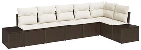 Conjunto de Sofás de Jardim com 6 Peças e Almofadas em Rattan Sintétic
