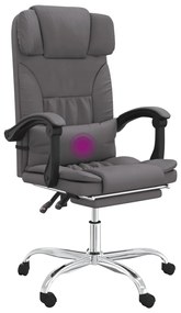 Cadeira massagens escritório reclinável couro artificial cinza