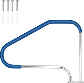 Corrimão de apoio para piscina em aço inoxidável, 119 x 79 cm, com capa antiderrapante e base de instalação rápida, para uso interior e exterior Prate