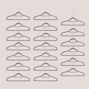 Pack De 20 Cabides Em Veludo Palou Cinza Claro - Sklum