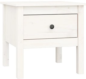 Mesas de apoio 2 pcs 50x50x49 cm madeira de pinho maciça Branco