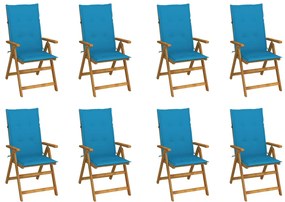 Cadeiras de jardim dobráveis c/ almofadões 8 pcs acácia maciça