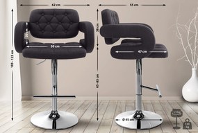 Banco de bar Dublin em tecido 62 x 103-123 x 55 cm Preto
