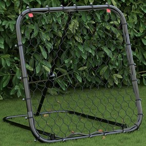 vidaXL Rede de ressalto de futebol ajustável 84x73x60-80 cm aço preto