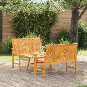 vidaXL Conjunto de Lounge de Jardim 3 pcs Castanho