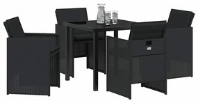 Conjunto de Jantar de Jardim 5 Peças com Almofadas em Rattan Rígido Pr