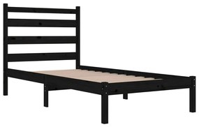 Estrutura de cama pequena solteiro 75x190 cm pinho maciço preto