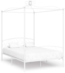 284470 vidaXL Estrutura de cama com dossel 120x200 cm metal branco