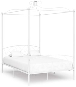 vidaXL Estrutura de cama com dossel 120x200 cm metal branco