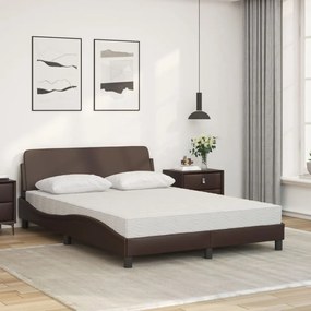 Cama com colchão 140x190 cm couro artificial castanho