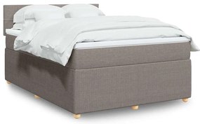 vidaXL Cama com molas/colchão 140x200 cm tecido castanho-acinzentado