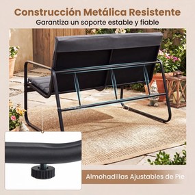 Conjunto de 4 Peças para Exterior: Sofá de 2 Lugares, 2 Cadeiras e Mesa de Centro, 75 x 44 x 41 cm, Almofadas Removíveis, Preto+Cinza