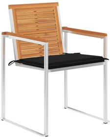 Cadeiras de jardim 6 pcs c/ almofadões madeira de acácia maciça