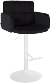 Banco de bar Los Angeles em veludo com estrutura branca 93-113 x 60 x 56 cm Preto