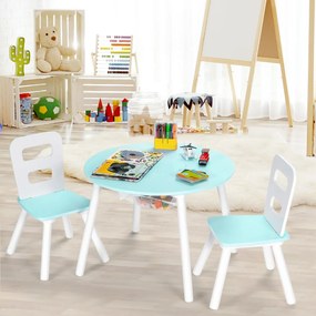 Conjunto de mesa e cadeira redonda para crianças Conjunto de 3 peças com mesa de actividades em madeira e centro de rede Verde Acessórios de decoração