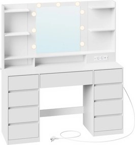 Toucador com espelho e iluminação com estação de carregamento 40 x 107 x 144 cm branco