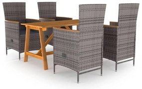5 pcs conjunto de jantar para jardim cinzento