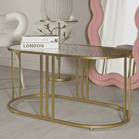 MESA DE CENTRO ANKARA 90X50X50 CM DOURADA E BRANCA