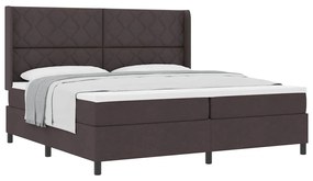Cama Box com Colchão Castanho Escuro 200x200 cm de Tecido