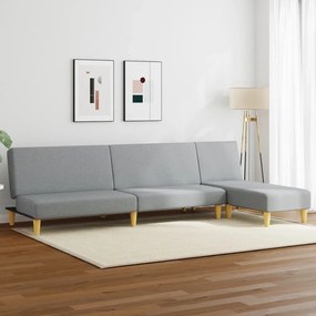 2 pcs conjunto de sofás tecido cinzento-claro