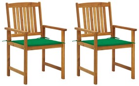 vidaXL Cadeiras de jardim com almofadões 2 pcs acácia maciça