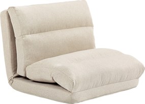 Poltrona de chão, sofá reclinável, poltrona convertível em cama reclinável de 90° a 180°, tecido - 70 x 72 x 56 cm - bege