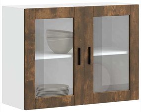 Armário de parede de cozinha porta vidro Porto carvalho fumado