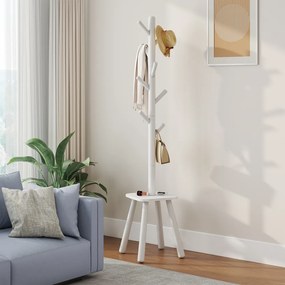 Cabideiro com 8 ganchos e prateleira 33,6 x 33,6 x 175,8 cm Branco