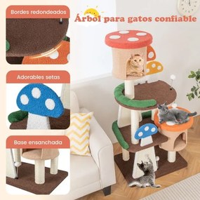 Arranhador para gatos Torre 4 em 1 com 2 Casas Postes de Sisal Envolvidos em Sisal Bolas Interactivas Multicoloridos