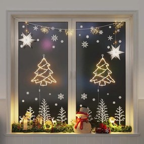 vidaXL Luzes de Natal silhueta da árvore 2 pcs 50 LEDs branco quente