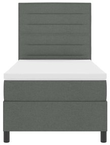 Cama box com colchão e LED em cinza escuro, 90 x 190 cm, tecido