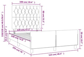 Estrutura de cama c/ cabeceira 120x190 cm veludo cinza-claro