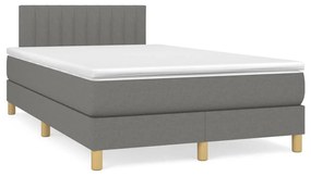 vidaXL Cama box spring c/ colchão e LED 120x190 cm tecido cinza-escuro