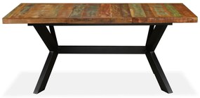 Mesa de jantar madeira reciclada maciça + aço em cruz 180 cm