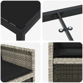 Conjunto de Jantar de Jardim com 5 peças e almofadas cinza claro em ra