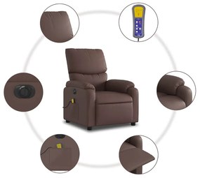Poltrona massagens reclinável elétrica couro artif. castanho