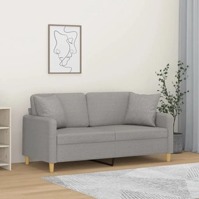 vidaXL Sofá 2 lugares c/ almofadas/almofadões 140cm tecido cinza-claro