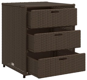 Armário de arrumação para jardim 55x59x69 cm vime PE castanho