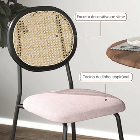 Conjunto de 2 Cadeiras de Sala de Jantar Cadeiras de Cozinha com Encosto em Vime Sintético 44x54x87 cm Rosa e Preto