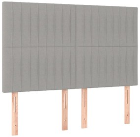Estrutura de cama sem colchão 140x200 cm tecido cinzento-claro