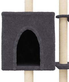 Árvore p/ gatos c/ postes arranhadores sisal 145cm cinza-escuro
