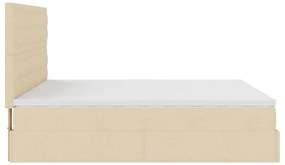 Estrutura de cama otomana com colchões tecido creme 200x200cm