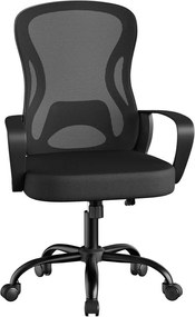 Cadeira de escritório ergonómica de malha, 60 x 60 x (95,5-105,5) cm com função de balanço Preta