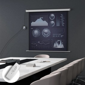 Ecrã de projeção motorizado de 85 polegadas, 4K HD elétrico, montagem na parede ou no teto, painel de controlo e comando à distância branco